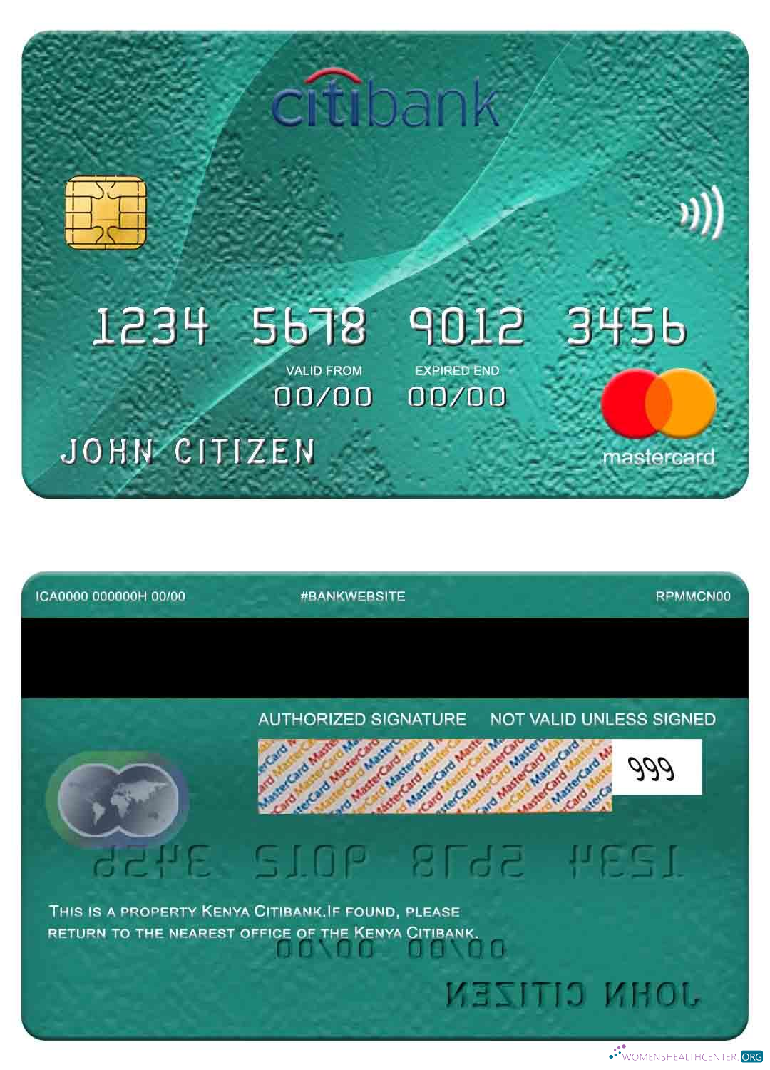 Download Kenya Citibank mastercard Photoshop template